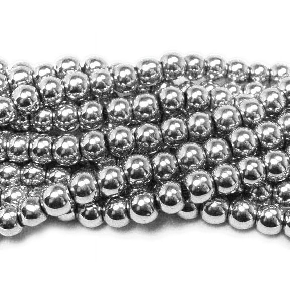 8mm 15.5 Inches White Silver Hematite Round Beads ForJewelry Making