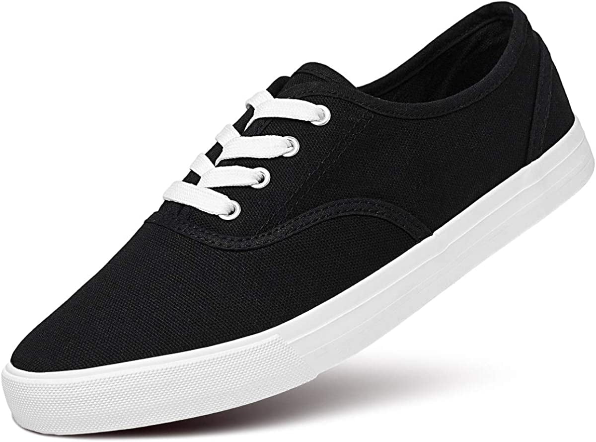 YAZI Women's Casual Classic White Canvas Shoes, Breathable Low Cut