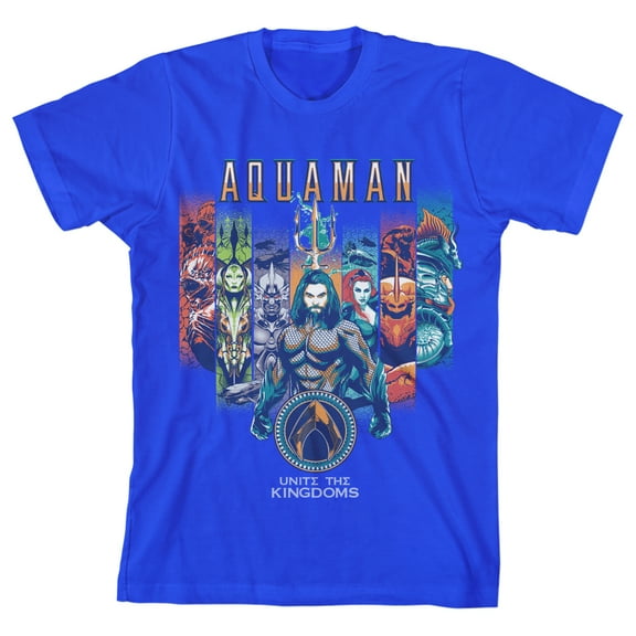 Justice League Aquaman Comic Boys Royal Blue T-Shirt-Small