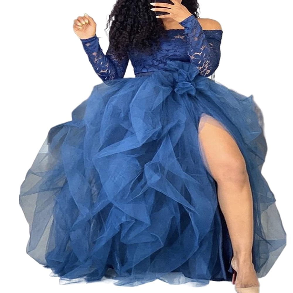 Robe Tutu en Tulle Taille Haute pour Femmes Jupe Longue Robe de