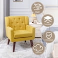 thumbnail image 5 of Accent Chair, Comfy Upholstered Mid Century Modern Armchair, Button-Tufted with Linen Fabric Lounge Arm Chairs for Living Room Bedroom (Yellow), 5 of 7