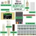 thumbnail image 2 of U.S. Art Supply 50-Piece Complete Artist Painting and Drawing Set in Wood Storage Case - 24 Acrylic Paint Colors, 4 Brushes, 12 Colored & 2 Graphite Pencils, Painting Palette, Manikin - Kids, Students, 2 of 6