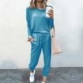 thumbnail image 2 of gbyLJF Two Piece Outfits for Women Going Out Knit Pants Set White Two Piece Set for Women Black Linen Pants Women Sky Blue 3XL, 2 of 5