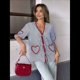 thumbnail image 5 of Tops con Lazo Delantero para Mujer, Top Babydoll de Cuadros , Tops de Abullonada, Tops Veraniegos de Larga con Corazón, Bonitos Azul XL, 5 of 10