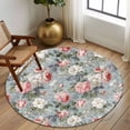 thumbnail image 2 of Round Area Rugs Collection 6 Ft, Vintage Spring Floral Non-Slip Residential Carpet, Summer Botanical Watercolor Indoor Crawling Mats Runner Rugs for Living Room/Dining Room/Bedroom, 2 of 8