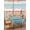 Teal and White Stripes, variant on Outdoor Tablecloth with Umbrella Hole & Zipper, Teal Stripes Round Tablecloth 60 Inch, Farmhouse Vertical Striped Vintage Patio Table Cover Waterproof Table Cloth for Picnic/Party