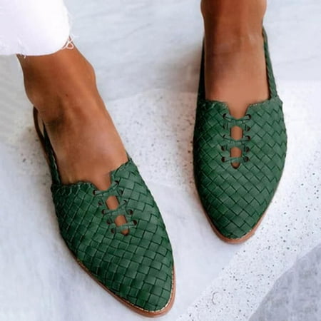 

LnjYIGJ Women s Sandals Women s Pointed Flat Shoes Weave Casual Shoes Solid Comfortable Sandals Shoes