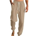 thumbnail image 2 of Yaoyar Mens Casual Pants Loose Fit Elastic Drawstring Waist Straight-Legs Summer Yoga Beach Long Pants(Brown,XL), 2 of 6