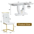 thumbnail image 4 of JUFU 71" Modern Dining Table Set for 6, Faux Marble Dining Table with White PU Leather Chairs and Gold Legs, Elegant Dining Room Set for Kitchen & Living Room, 4 of 10