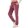 thumbnail image 3 of LELINTA Women's Cinch Bottom Sweatpants Pockets High Waist Sporty Gym Athletic Fit Jogger Pants Lounge Trousers Winter Velvet Tracksuit Pants, 3 of 7