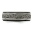 thumbnail image 6 of Grey Titanium Men's Ring Band Edward Mirell 8mm Blk Ti Stepped with Gray Crete Insert, 6 of 7