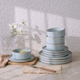 thumbnail image 5 of Famiware Nebula Stoneware Dinnerware Sets, 12-Piece Dish Set, Light Blue with Brown Rim, 5 of 7