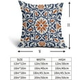 thumbnail image 5 of Navy Blue Orange Boho Pillow Covers 16 X 16 Inch Bohemian Ethnic Carpet Style Vintage Flower Print Decorative Throw Pillows Outdoor Linen Cushion Case Farmhouse Decor for Home Sofa Bed Set of 2, 5 of 6