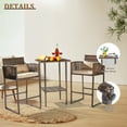 thumbnail image 2 of Zimtown Outdoor 3-Piece Bar Set, 2-Person Bar Height Table & Stools with Beige Cushions, Brown Gradient Rattan, 2 of 12