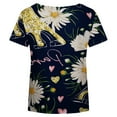 thumbnail image 5 of Herrnalise Women's Classic-Fit 100% Cotton Short-Sleeve T-Shirt Women Casual T-shirt Floral Printed V-Neck Short Sleeve Pullover Blouse Tops, 5 of 5