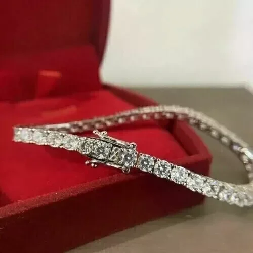 8Ct Round Cut Lab-Created Diamond Tennis Women's Bracelet 14K White Gold Plated