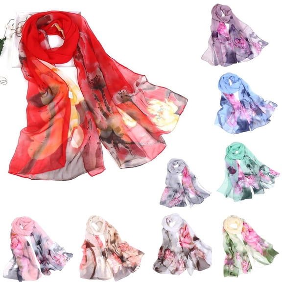 Women's Printed Long Soft Wrap Scarf Lightweight Ladies Shawl Casual Fashion Wear
