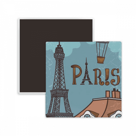 

Paris Fire Ballon France Eiffel Tower Square Ceracs Fridge Magnet Keepsake Memento