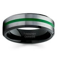 thumbnail image 2 of Green Tungsten Ring Men & Women Silver Tungsten Ring Anniversary Ring Engagement Ring Silver Tungsten Ring, 2 of 2