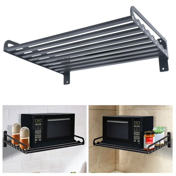 Vintoro Microwave Oven Rack Holder Shelf, Wall Mount Kitchen Shelf for Microwaves, Heightened Stopper