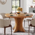 thumbnail image 1 of Tribesigns Round Dining Table for 4-6, 47.24-Inch Farmhouse Kitchen Table, Wood Dining Table with Pedestal Base, Small Dinner Table for Dining Room,Living Room, Small Space, Brown, 1 of 8