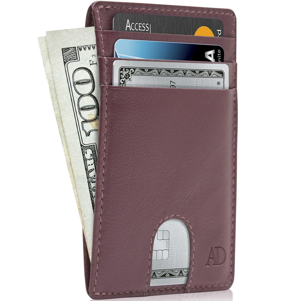 Access Denied Slim Minimalist Front Pocket Wallets For Men And Women Genuine Leather Credit