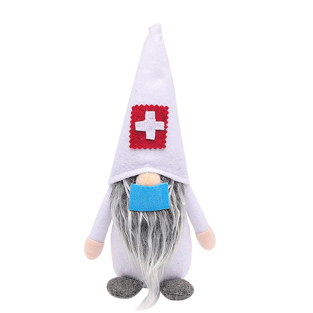 Navidad Muñeca sin rostro Enfermeras Decoraciones navideñas Festival de tela Adornos para muñecas, Blanco, Masculino Noticed HA000990-02