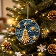 thumbnail image 6 of Linnome Christmas Tree Ornament 3.54 Inch Round Quilled Paper Art Style Hanging Decor, Blue and Golden Swirling Starry Night Design, Luxury Holiday Keepsake for Home Fireplace and Party Decoration, 6 of 7