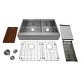 thumbnail image 1 of Auric 33" Retro-fit Farmhouse Workstation Flat Front Apron 6040 Double Bowl Stainless Steel Sink, SFAL-16-33-retro 6040 COMBO, 1 of 8