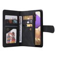 thumbnail image 2 of Allytech Wallet Case for Samsung Galaxy A32 5G 6.5-inch Phone (Not fit A32 4G) - Folio Flip Cover Kickstand Multiple Cards Holders Cash Pocket Zipper Wallet Case with Hand Wrist Shoulder Strap - Black, 2 of 6
