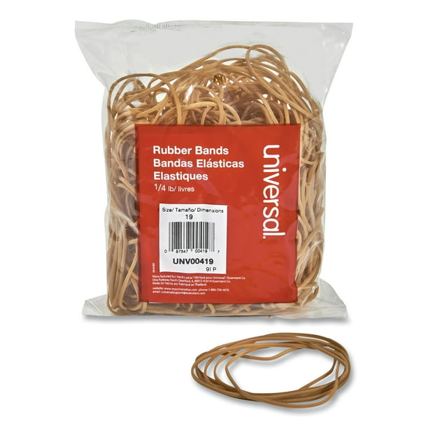 Universal Rubber Bands, Size 19, 0.04" Gauge, Beige, 4 oz Box, 310/Pack