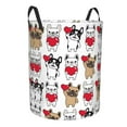 thumbnail image 2 of PAYOHTO Foldable Laundry Room Hamper Bucket Waterproof Bathroom Basket for College Student Living Room Storage Pillows Blankets Cute French Bulldog Heart, 2 of 8