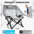 thumbnail image 2 of Outdoor Oversized Camping Chair, Heavy Duty Support 500 LBS for Adults, Portable Folding Wide Lawn Chair with Headrest Support and Cup Holder, Low Camping Chair for Fishing, Garden, Grey, 2 of 7