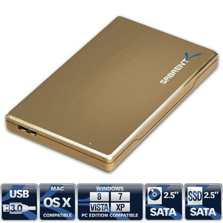 Sabrent Premium Ultra Slim 2.5-Inch SATA to USB 3.0 External Aluminum Hard Drive Enclosure Gold (Best Slim External Hard Drive)