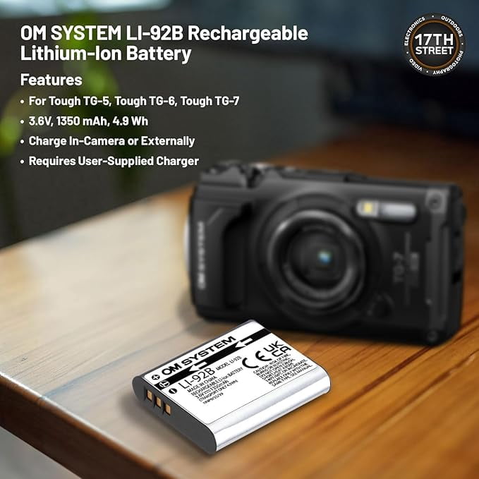 Olympus OM System Tough TG-7 Waterproof Camera Bundle, 12MP