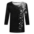 thumbnail image 2 of Uootdi Christmas Tree Christmas Shirts for Women 3/4 Sleeve Tunic Tops Glitter Xmas Classic Print Tshirt Crewneck Pullove Gift r Blouses Gifts, 2 of 5