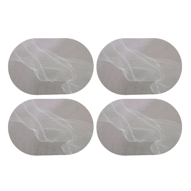 Juego De Manteles Individuales Ovalados, Manteles Ovalados De Piel Sintética, Corte Flexible, Antideslizante, 4 Piezas, Lavables Para Fiestas