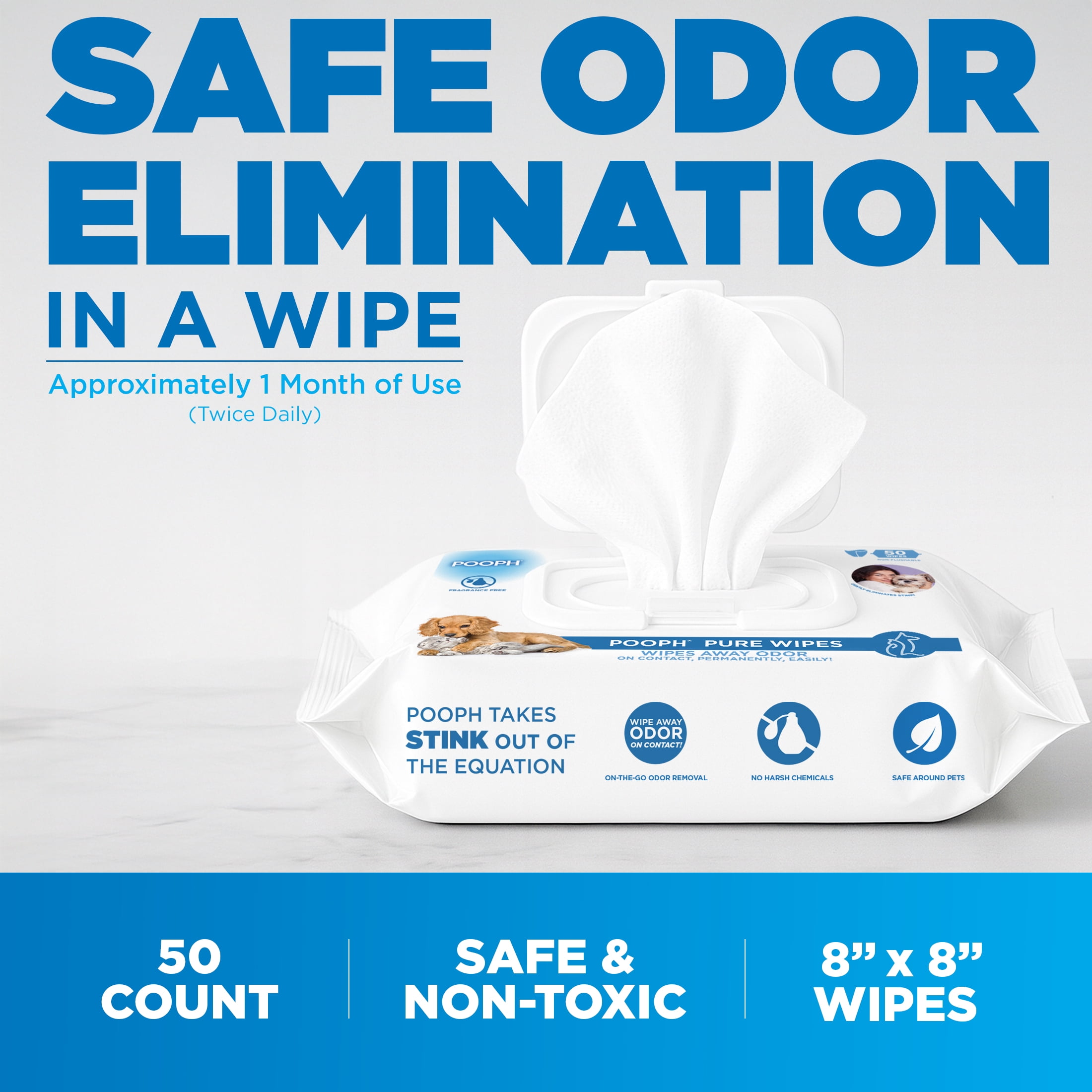Pooph Pure Wipes, 50 Count