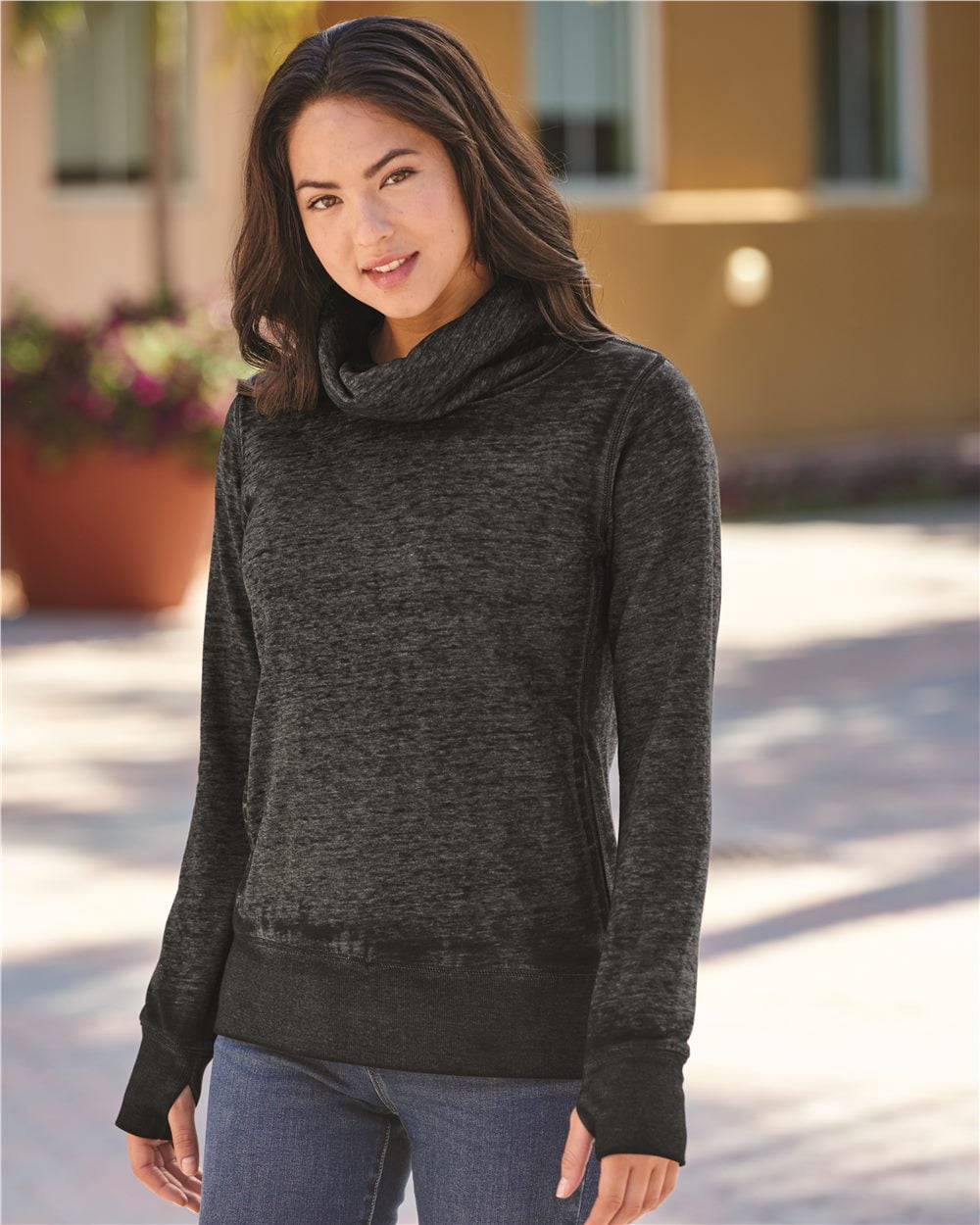 J. America - Womenâs Zen Fleece Cowl Neck Sweatshirt - Walmart.com