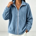 thumbnail image 2 of Women's Double‑Sided Fleece Full‑Zip Jacket, Winter Loose Long‑Sleeve Warm Outerwear for Women Daily Casual Wear Blue XL(XL), 2 of 7