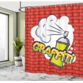 thumbnail image 4 of Ambesonne Graffiti Shower Curtain, Bubbly Colorful Letters, 69"Wx84"L, Vermilion Multicolor, 4 of 4