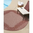 thumbnail image 2 of Unique Loom Outdoor Modern Collection Area Rug - Tambor (3' 1" Round Rust Red/Ivory), 2 of 11