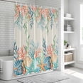thumbnail image 6 of Summer Ocean Shower Curtain, Waterproof Shower Curtains for Bathroom, Watercolor Coastal Coral Shell Seaweed Beige Washable Fabric Bathtub Curtain Set Bath Decor with 12 Hooks 72"x78", 6 of 8