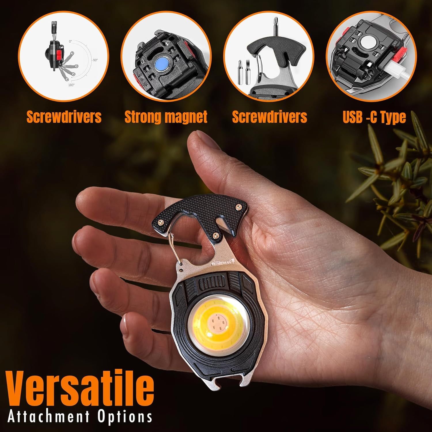 Survival Tool Fire Starter Emergency Light Carabiner Flashlight Multi Tool Screwdriver Whistle Bottle Opener Hiking Outdoor Father’s Day Gift For Dad Hunting Pocket Multi Use Stocking Stuffer