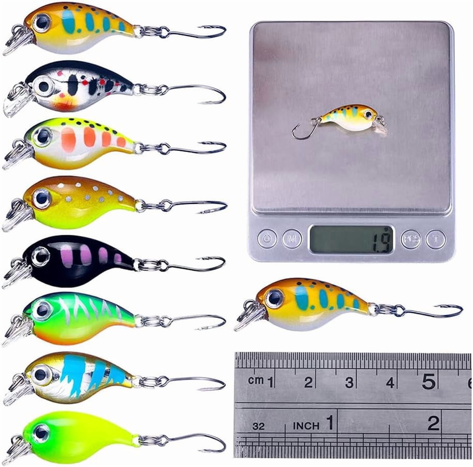 8pcs Mini Crankbait Fishing Lures Kits, Crankbaits Set with Storage Box, Mini Wobbler Hard Baits with Single Hook for Bass Trout Pike, Topwater Lures Kit for Freshwater Saltwater 1 Set