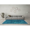 thumbnail image 3 of Ahgly Company Machine Washable Indoor Square Oriental Turquoise Blue Industrial Area Rugs, 7' Square, 3 of 4
