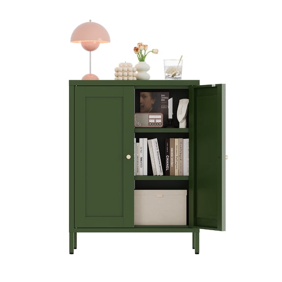 Metal Storage Cabinet with 2 Doors - 31.5''H Bathroom Floor Storage Cabinet