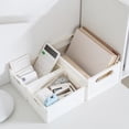 thumbnail image 3 of Storage Basket Non-slip Hollowed Handle Design Stackable Folding Organizing Plastic Large Capacity Storage Box Office Supplies, 3 of 8