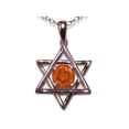 thumbnail image 3 of Star K� Jewish Star of David Pendant Necklace with Round Simulated Orange Mexican Fire Opal, 3 of 9