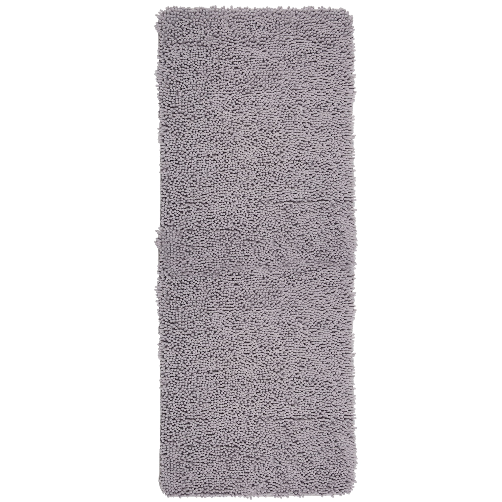 Lavish Home 58x24 Memory Foam Bath Mat with Plush Chenille Shag (Gray)